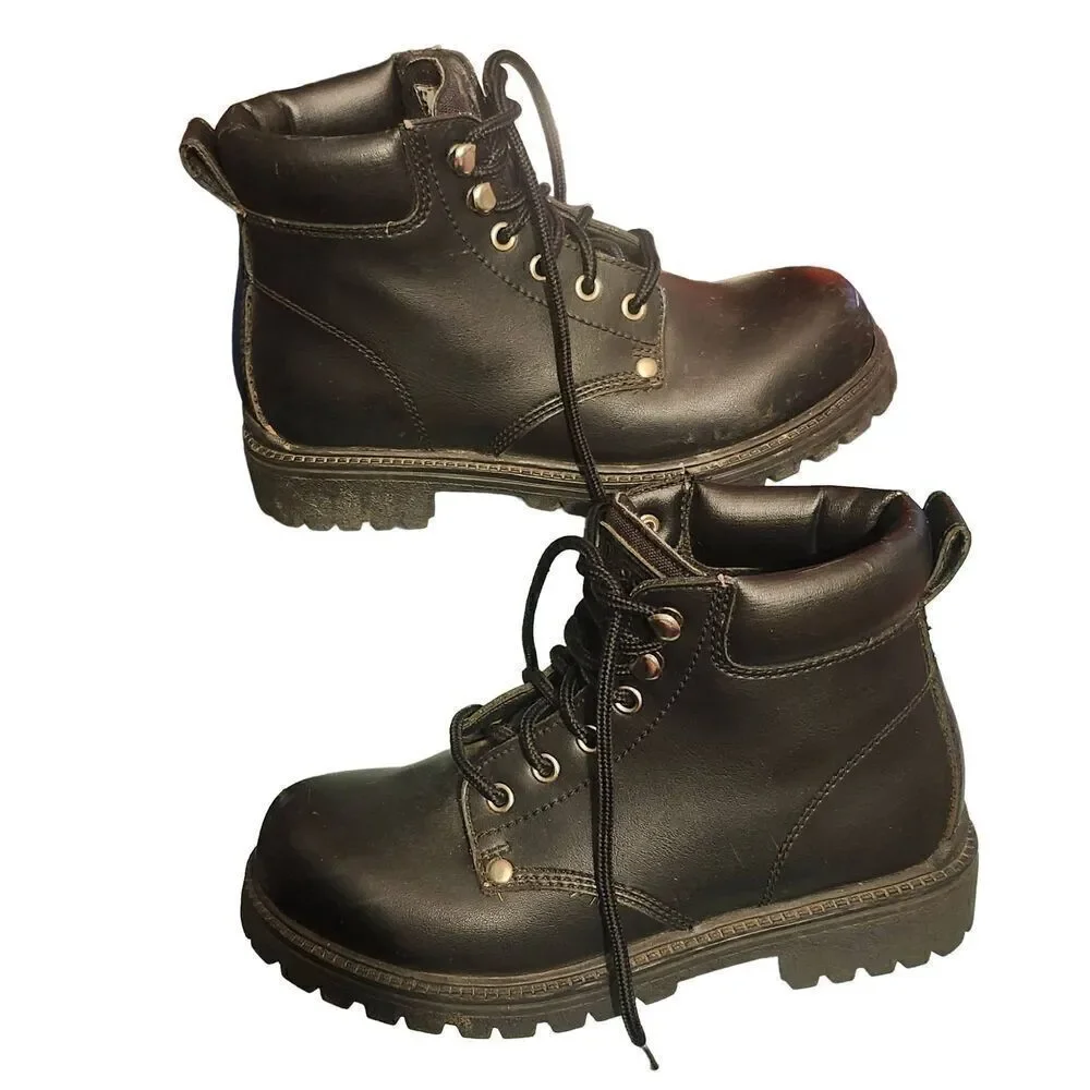 Rugged Outback Mens Work Boots Size 6 Black Waterproof Skid Resistant
